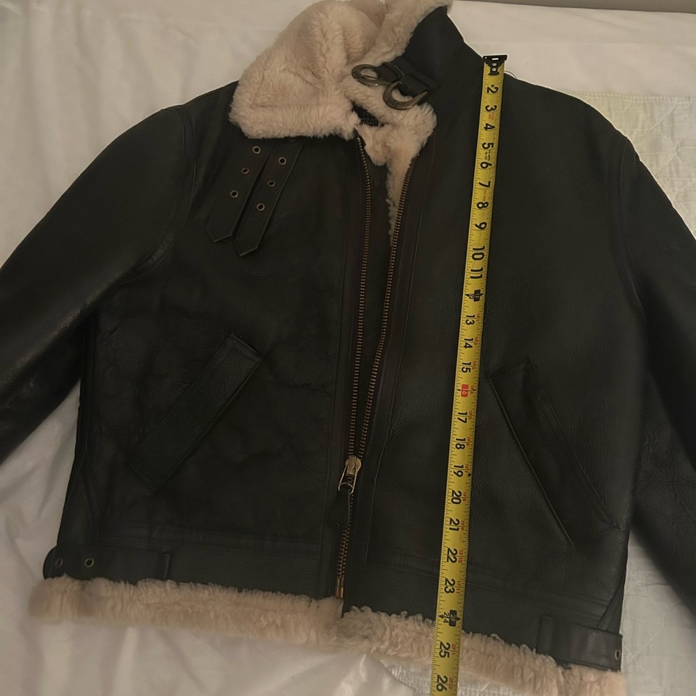 VINTAGE SCHOTT BROS TYPE-B Men’s Medium Black Shearling Jacket - Picture 7 of 11